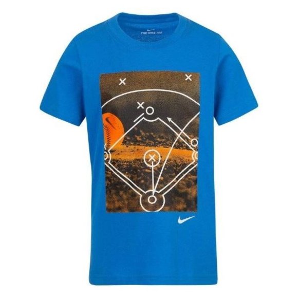 *Nike Baseball Field T-Shirt sz 6 Blue Short Sleeve Crew Athletic Tee Shirt Boys - Picture 1 of 3